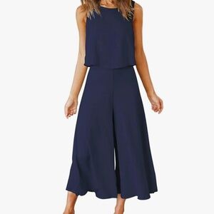 Women’s Summer 2-Piece Cropped Set - Size Small - NAVY - Like New